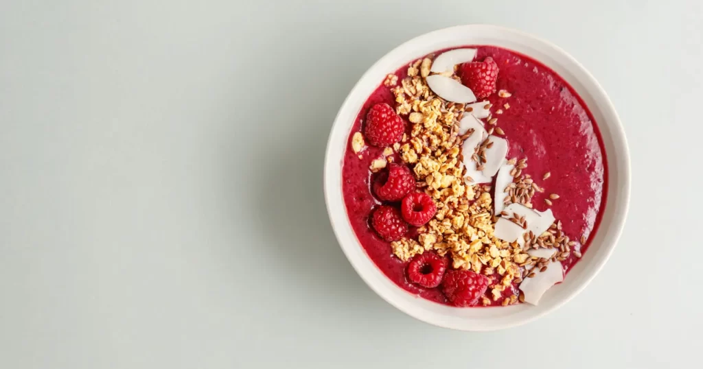 homemade smoothie bowl made with berries