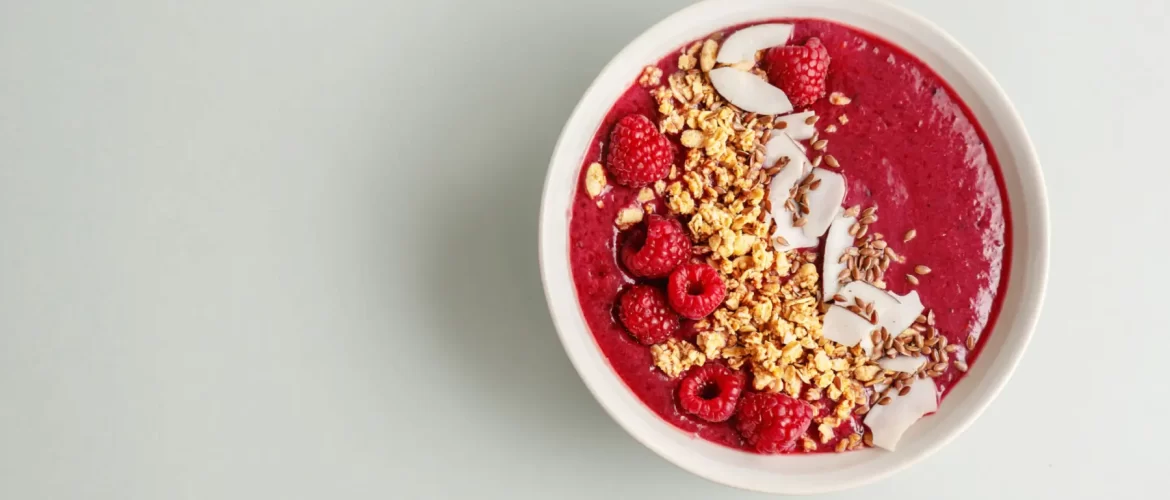 homemade smoothie bowl made with berries